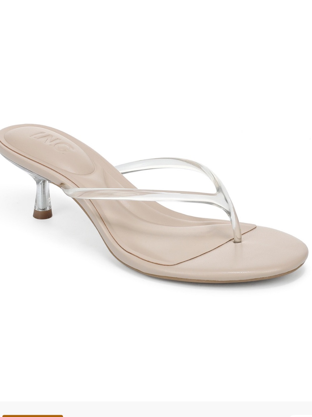 INC International Concepts Nude Thong Sandals with Clear Straps